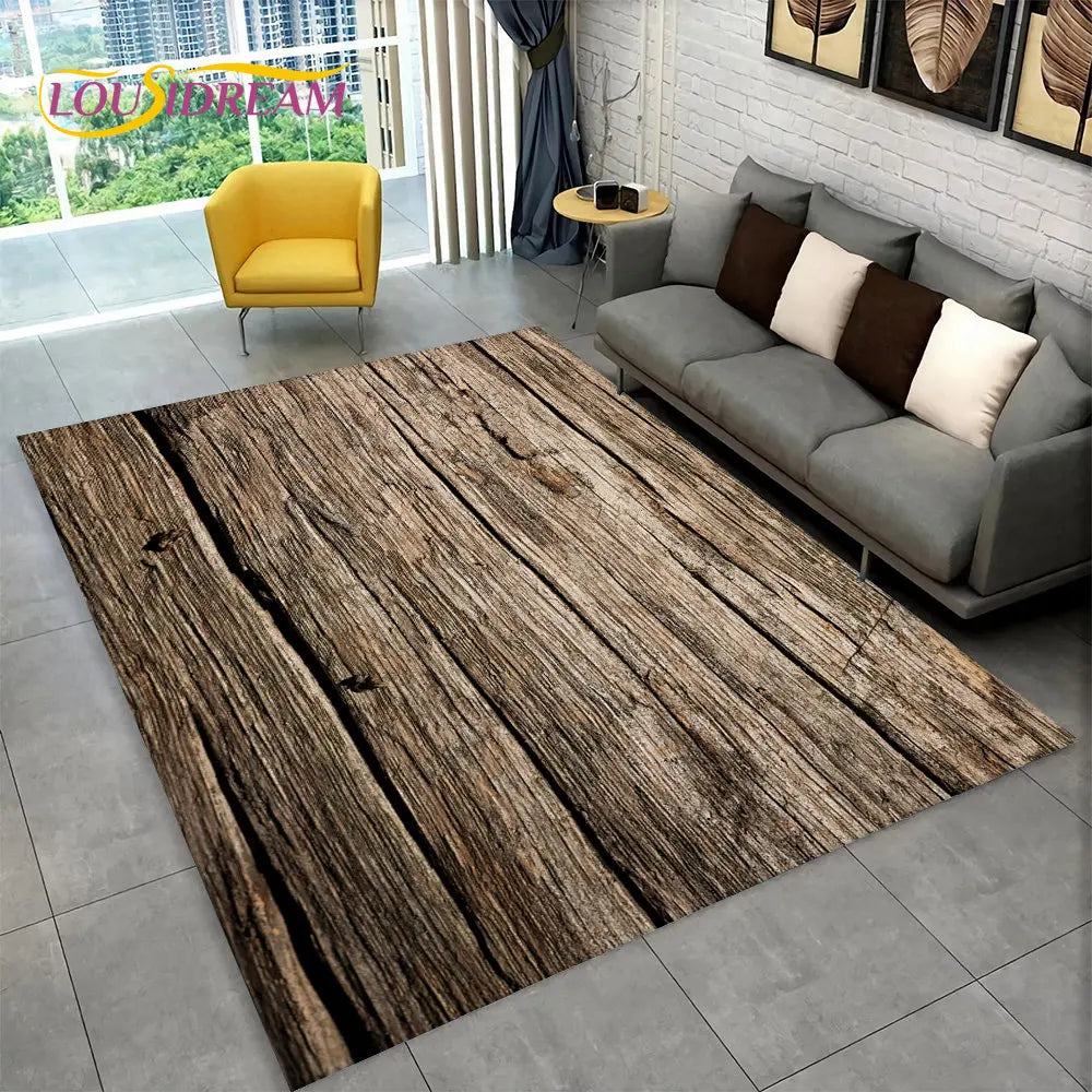 3D Wood Grain Retro Area Rug Large, Non-slip Floor Mat 7~16days