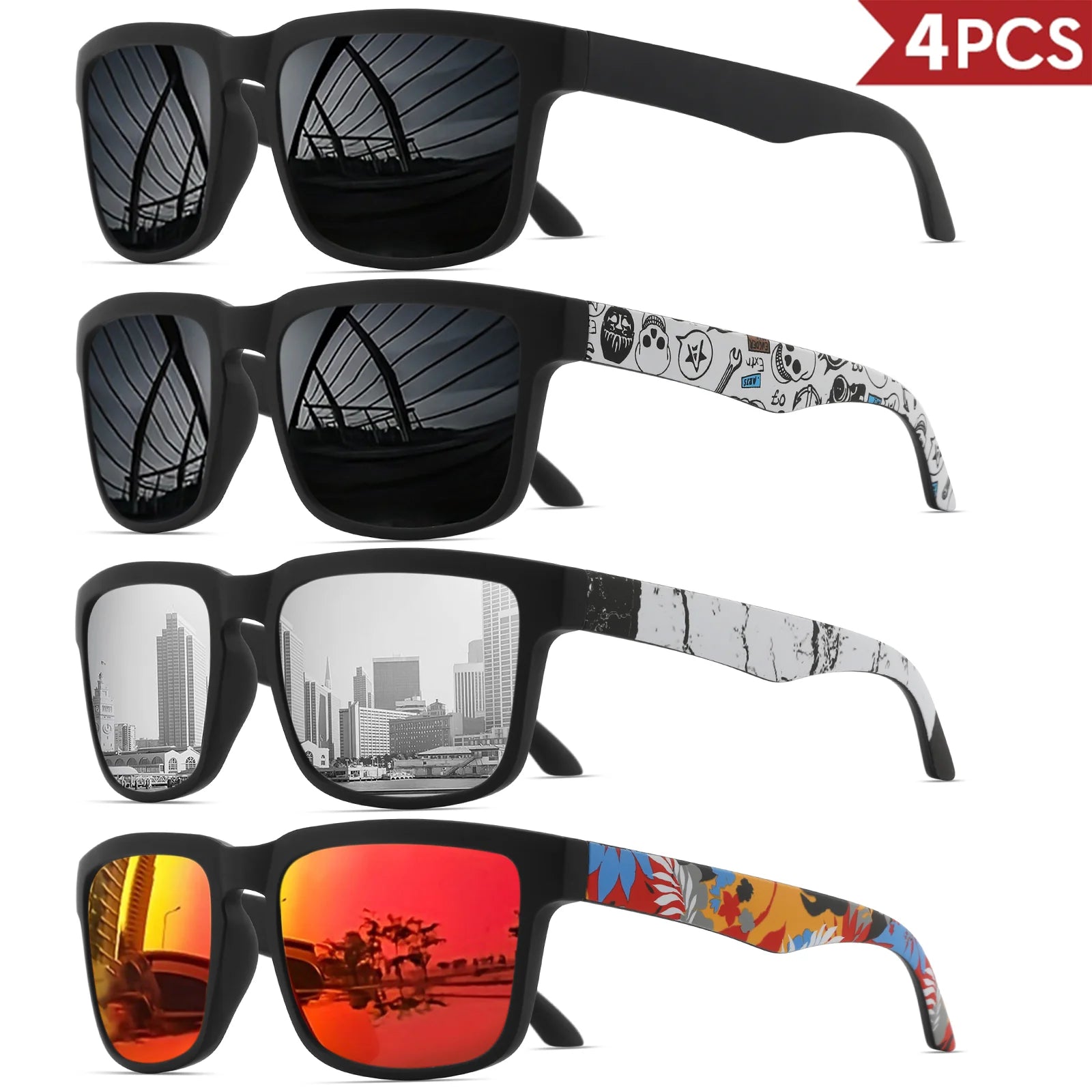 4PCS Square Sports Sunglasses 9~13days