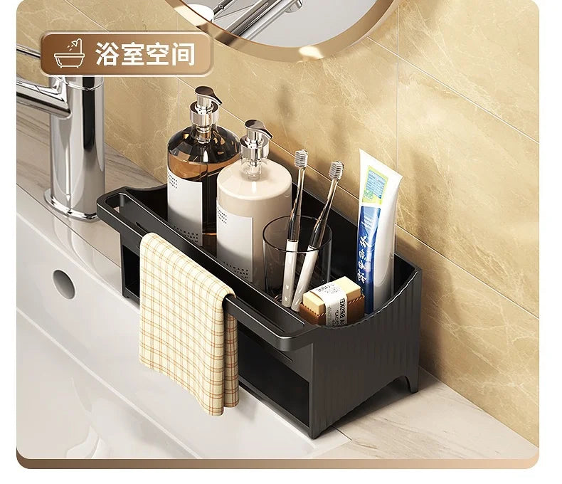 Automatic Drainage Sink Storage Rack Plastic Kitchen Wash Basin Soap Sponge Holder Bathroom Shampoo Organizer Towel Rack 5~8days