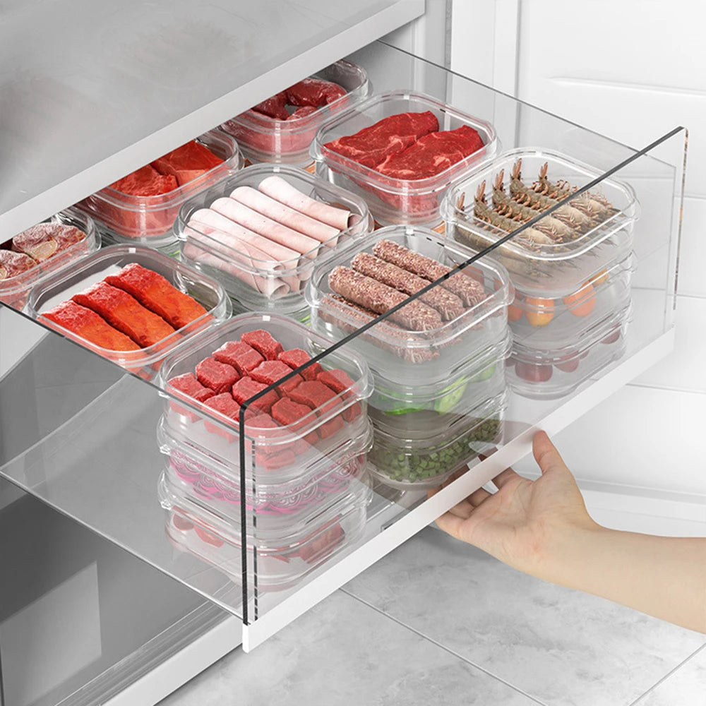 5/1Pcs Food Storage Containers With Lid Mini Transparent Fridge Meat Vegetable Fresh-Keeping Organizer Box For Kitchen Storage 9~13days