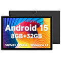 10-inch Android 15 Tablet for Work and Entertainment IPS Display Black 8GB RAM + 32GB ROM with 1TB Expandable Storage 6000mAh 3~8days