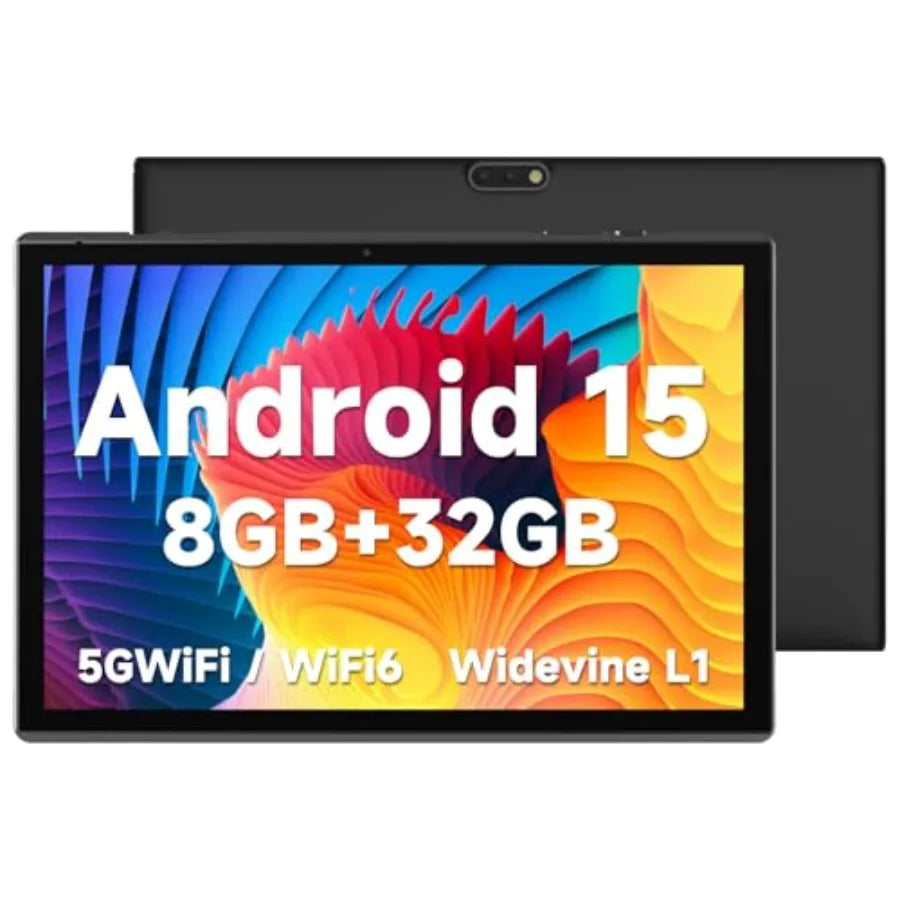 10-inch Android 15 Tablet for Work and Entertainment IPS Display Black 8GB RAM + 32GB ROM with 1TB Expandable Storage 6000mAh 3~8days