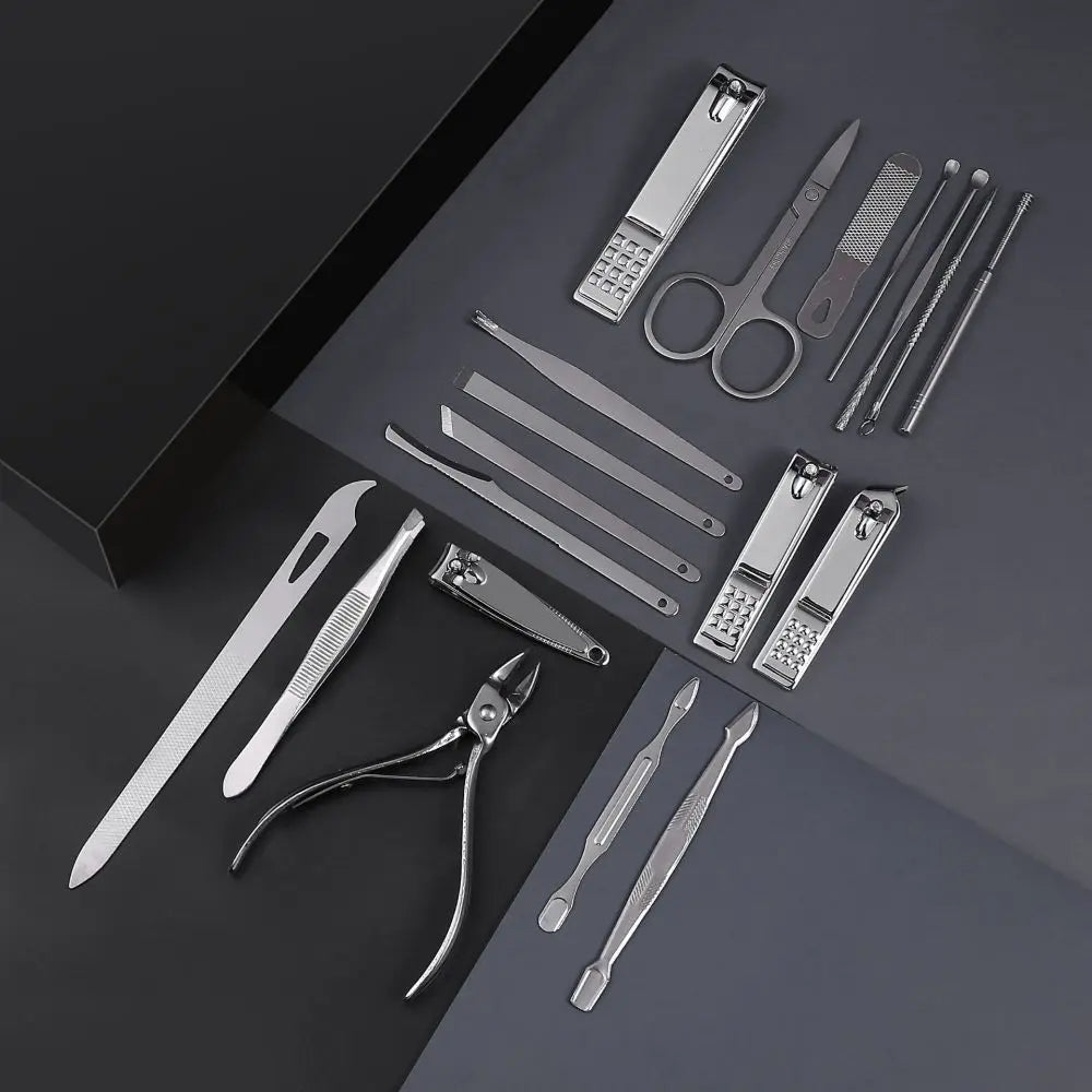 19pcs Nail Clippers Set Nail Clippers Pedicure Tool Ear Scooper Nail Furrow Clippers Beveled Pedicure Knife 5~8days