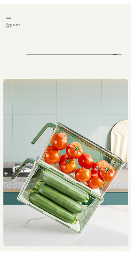 GIANXI Refrigerator Storage Box Food-grade Kitchen Special Storage Box Food Fruit And Vegetable Fresh-keeping Box 9~13days