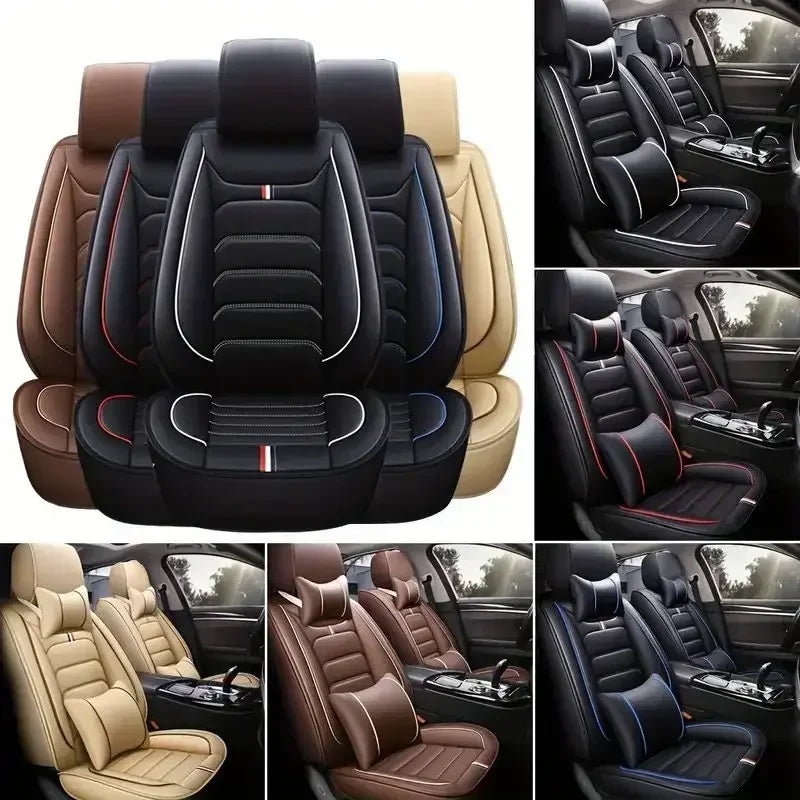 JHLU Universal Car Seat Cover 5-Seat Car Seat Covers Faux Leather Full Set Waterproof for All Car Models Auto Accessories 2~8days