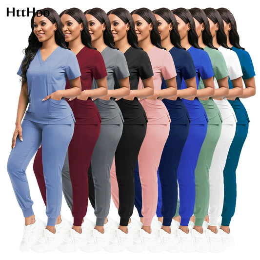 Scrubs Women Beauty SPA Uniform Pet Clinic Store Veterinary Dentistry Work Clothes Set 9~13days