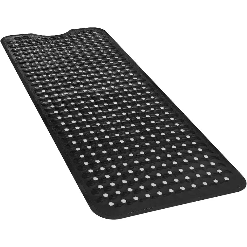 Extra Long Non Slip Bath Tub Mat, Machine Washable (Black) 2~8days