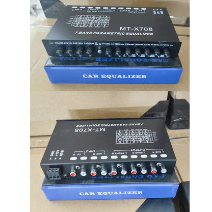 EQ7 Band Equalizer Car Audio 12V with CD AUX Input Select Switch Car Audio EQ Tuning Crossover Amplifier Parametric Equalizer EQ 7~10days