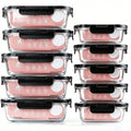 10 Pack Glass Meal Prep Containers, Food Storage Containers With Lids Airtight, Glass Lunch Boxes, Microwave, Oven, Freezer And Dishwasher 4~10days