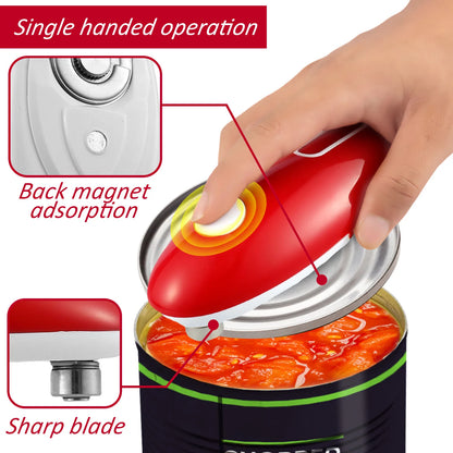 Portable Electric Can Opener Smooth Edge Automatic Can Opener One Touch Switch Hand Free Electric Tin Opener Battery Powered