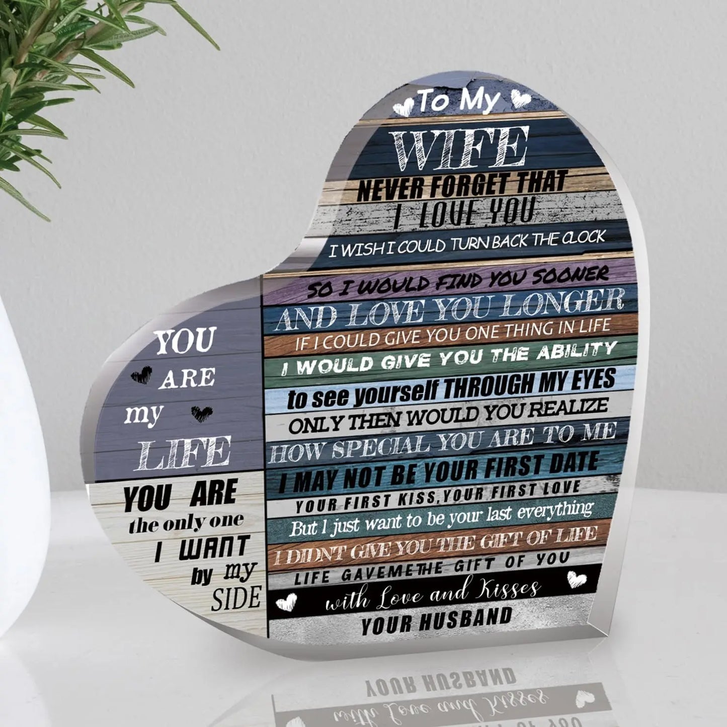 Gift for Wife Acrylic Heart Sign,Lover Plaque 9~13days