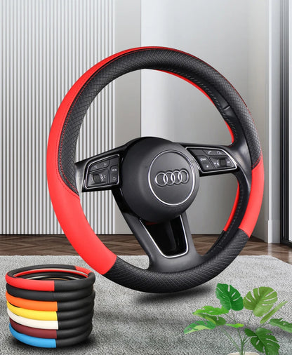 Autocovers Anti-Slip Leather Steering wheel Cover Truck Steering Wheel Protective Cover Fashion Style 40cm 45cm 8~17days