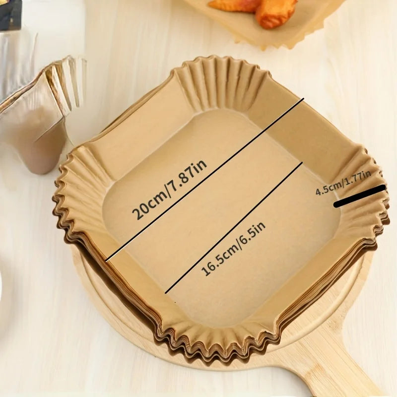 Air Fryer Paper Liners Disposable Oil-Proof Waterproof Baking Paper Round Square And Rectangle Parchment Kitchen Party Supplies 5~12days