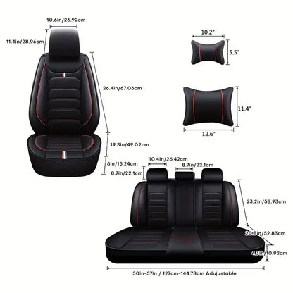 JHLU Universal Car Seat Cover 5-Seat Car Seat Covers Faux Leather Full Set Waterproof for All Car Models Auto Accessories 2~8days