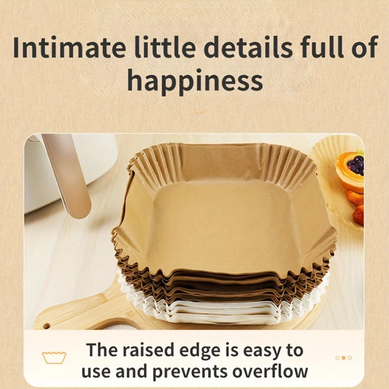 Air Fryer Paper Liners Disposable Oil-Proof Waterproof Baking Paper Round Square And Rectangle Parchment Kitchen Party Supplies 5~12days