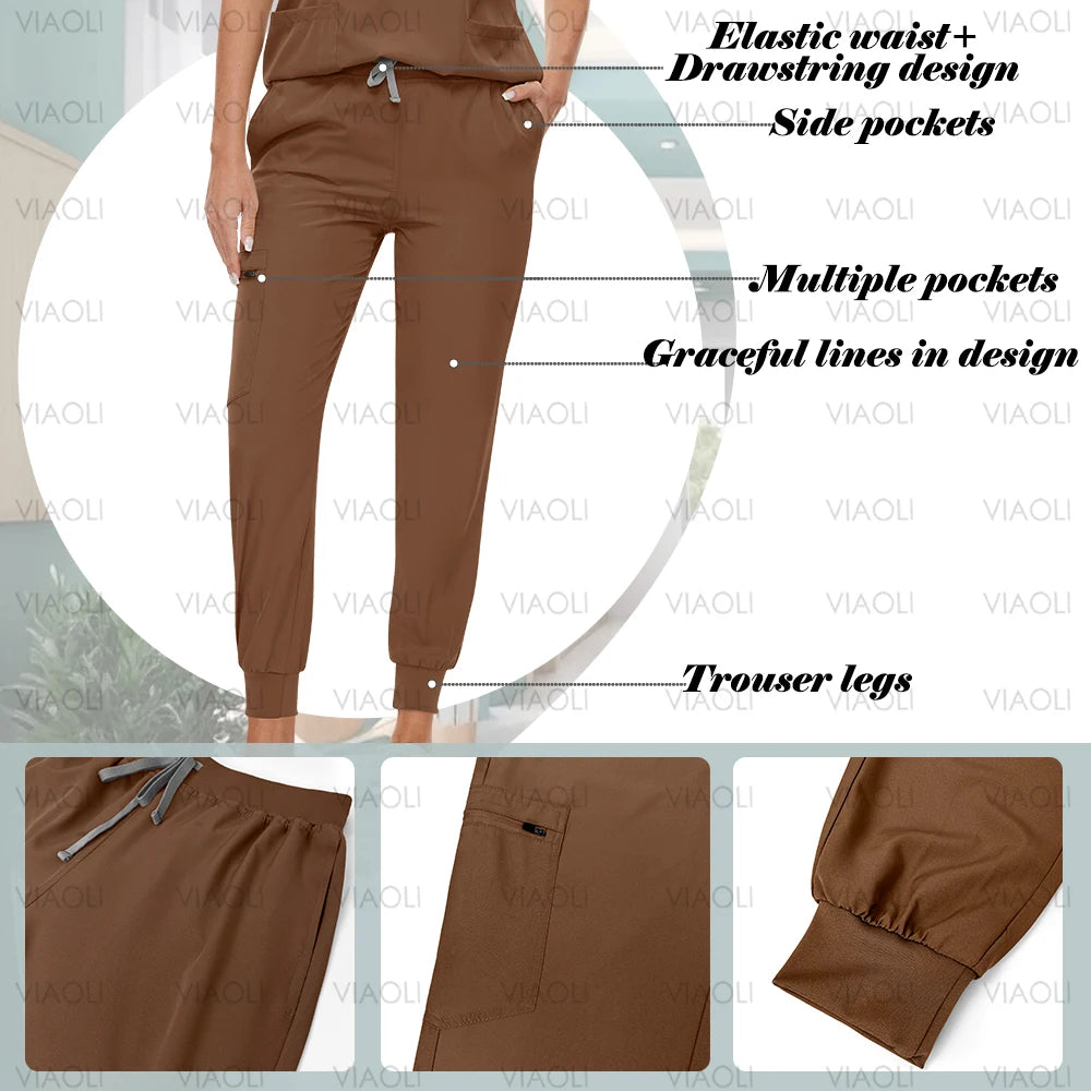 Scrubs Uniform Suit Short Sleeve V-neck Tops+jogger Pants Set 9~14days