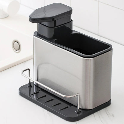 3-in-1 Kitchen Soap Dispenser Sponge Holder Dish Soap Dispenser Stainless Steel Sink Organizer Tray Rustproof Drainer Rack NEW 11~15days