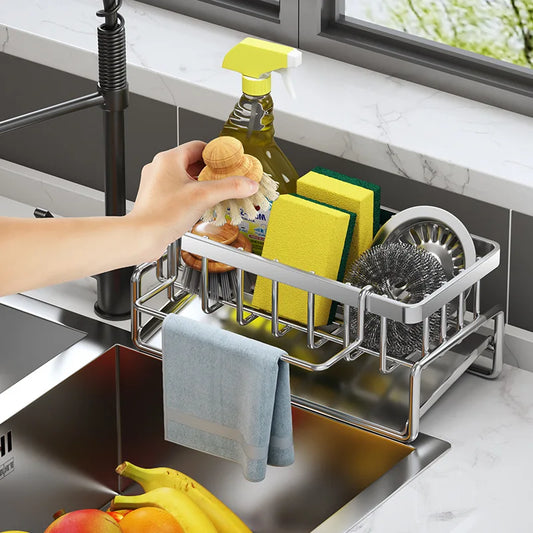 Kitchen Stainless Steel Sink Drain Rack Sponge Holder Faucet Storage Soap Drainer Towel Rack Shelf Organizer Accessories 7~10days