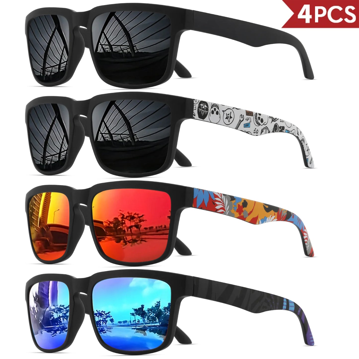 4PCS Square Sports Sunglasses 9~13days