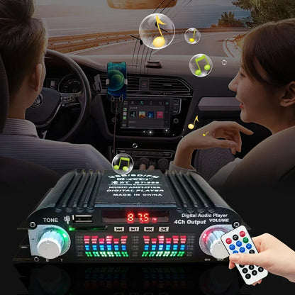 1600W Peak Power HiFi Sound Amplifier Digital 4 Channel Audio Amplifier Bluetooth Karaoke Player FM Radio Support Remote Control 7~10days