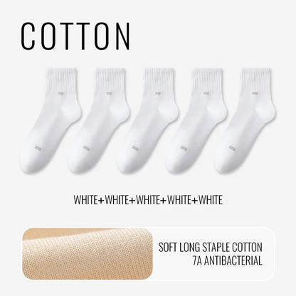 100% Pure Cotton Antibacterial Anti Odor Crew Socks Men 7~15days