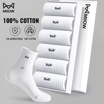 100% Pure Cotton Antibacterial Anti Odor Crew Socks Men 7~15days