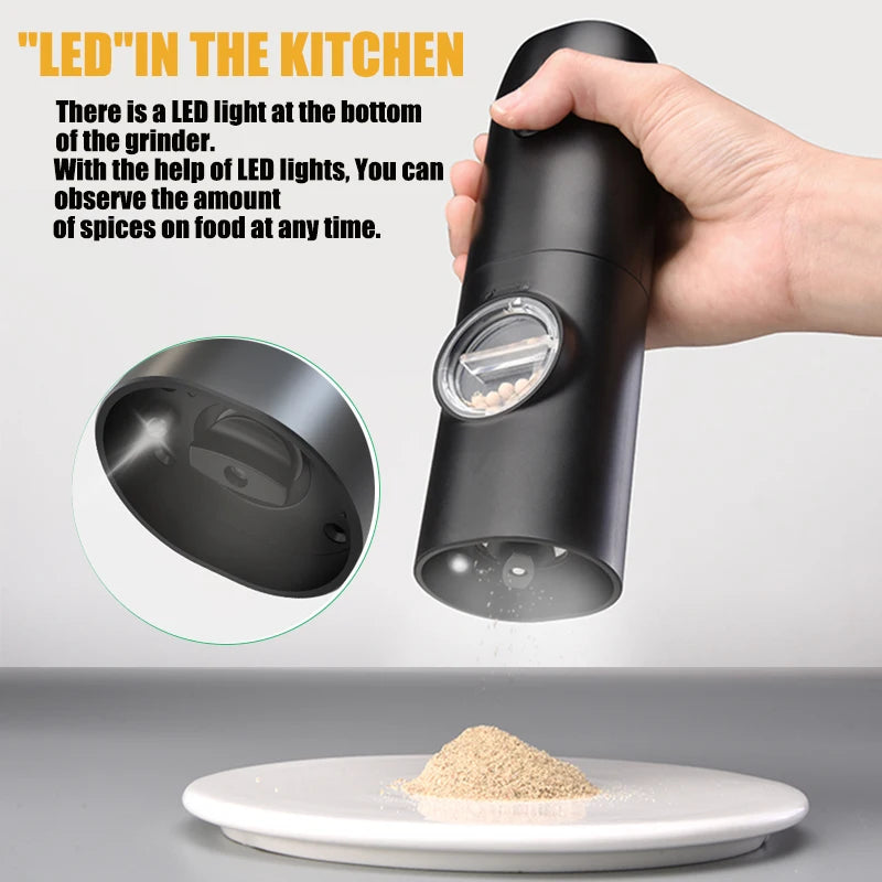 Automatic Pepper Grinder Salt And Pepper Grinder USB Rechargeable Adjustable Coarseness Spice Mill With LED Light Kitchen Tool 5~8days