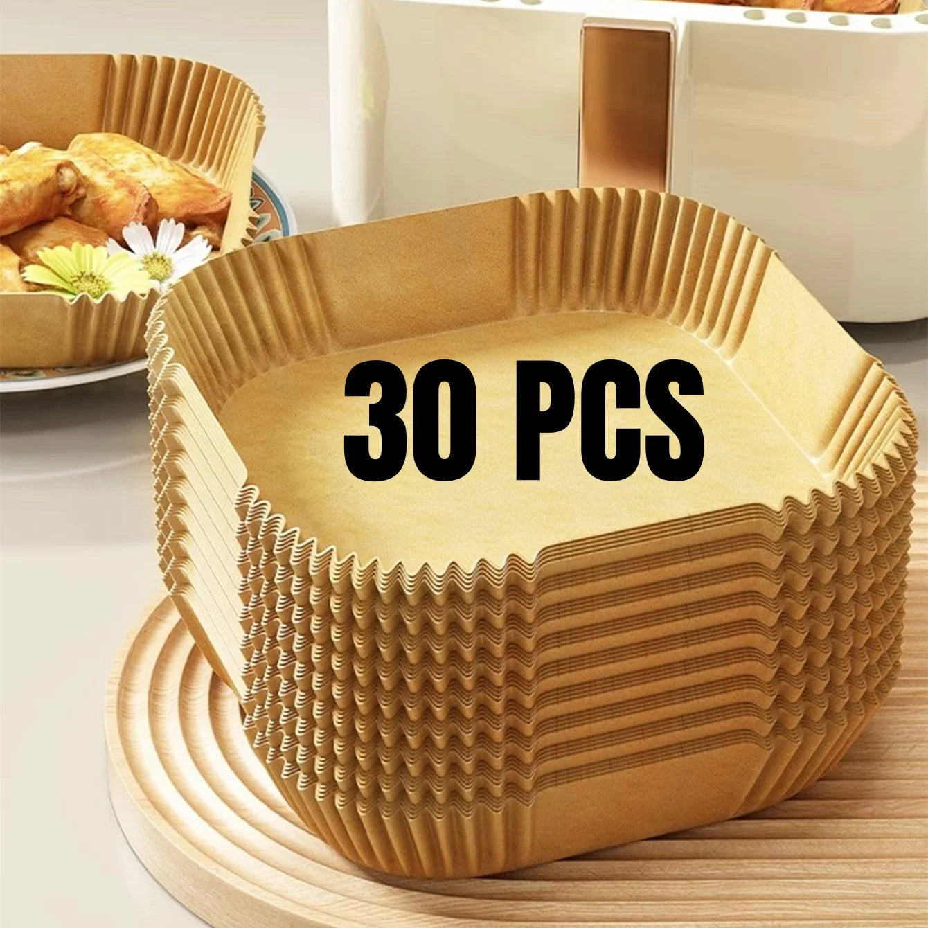 Air Fryer Paper Liners Disposable Oil-Proof Waterproof Baking Paper Round Square And Rectangle Parchment Kitchen Party Supplies 5~12days