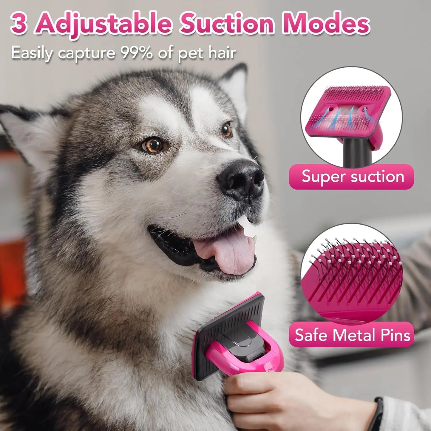 Pet Grooming Vacuum Kits, Dog Hair Remover Grooming with Clippers Nail Trimmer Grinder & Brush for Shedding, Low Noise