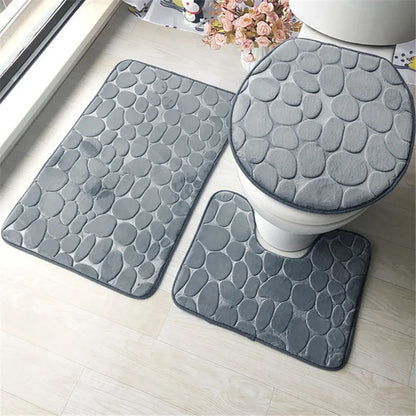 Set of 3 Bathroom Bath  Cobblestone Mat Set Cobblestone 9~13days