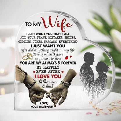 1pc acrylic heart shaped plaque, husband to wife 9~13days