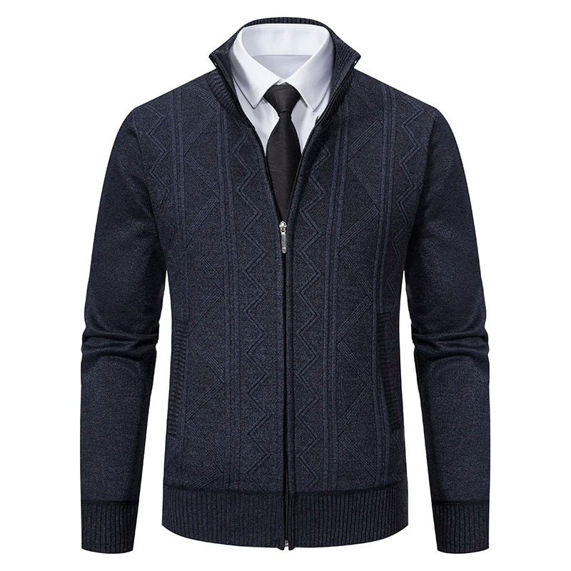 Men's autumn and winter warm trend line stand collar knitted cardigan sweater coat 11~15days