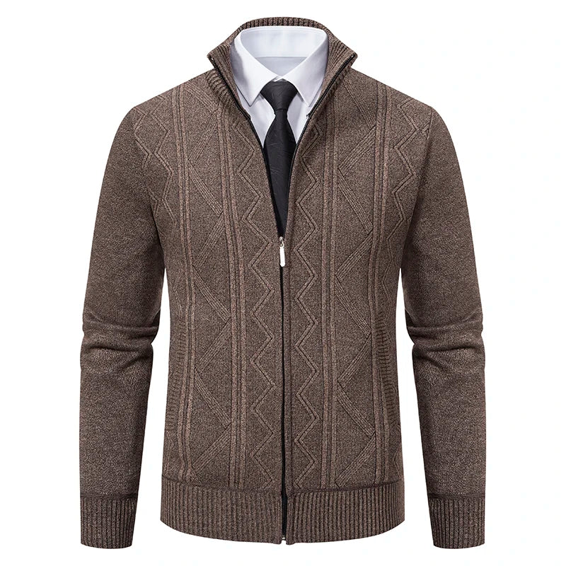 Men's autumn and winter warm trend line stand collar knitted cardigan sweater coat 11~15days