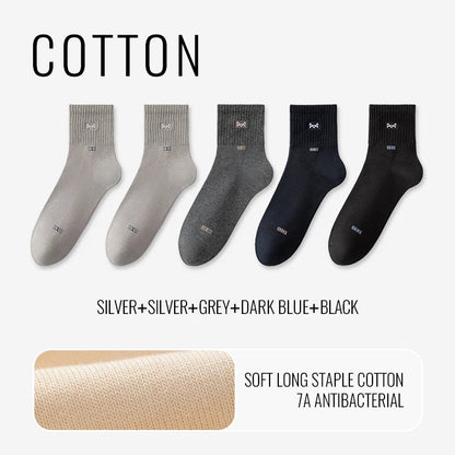 100% Pure Cotton Antibacterial Anti Odor Crew Socks Men 7~15days