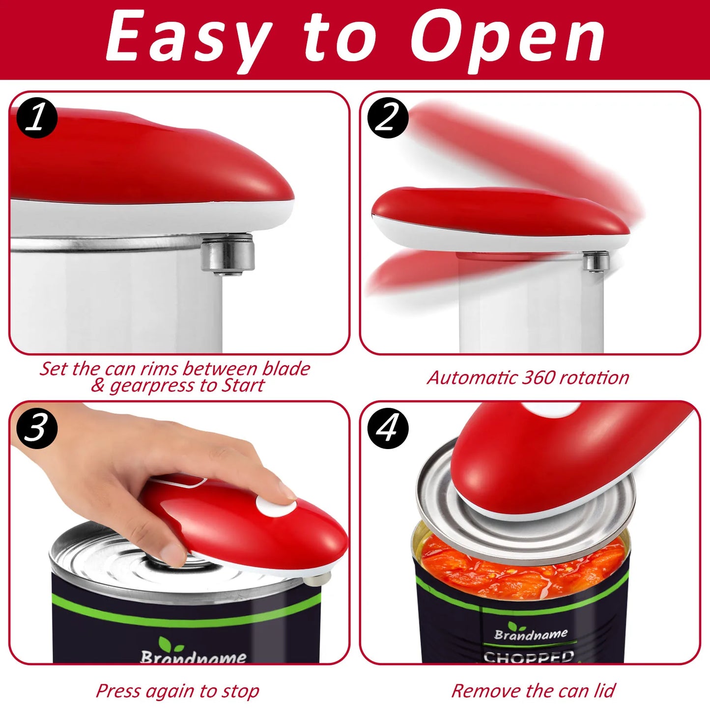 Portable Electric Can Opener Smooth Edge Automatic Can Opener One Touch Switch Hand Free Electric Tin Opener Battery Powered