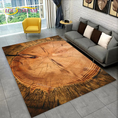 3D Wood Grain Retro Area Rug Large, Non-slip Floor Mat 7~16days