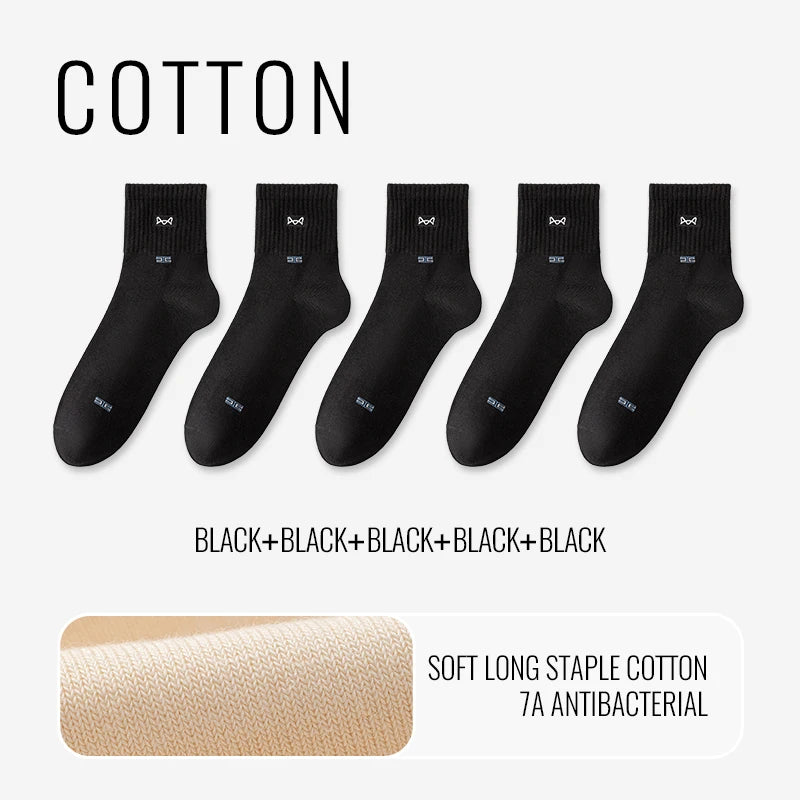 100% Pure Cotton Antibacterial Anti Odor Crew Socks Men 7~15days