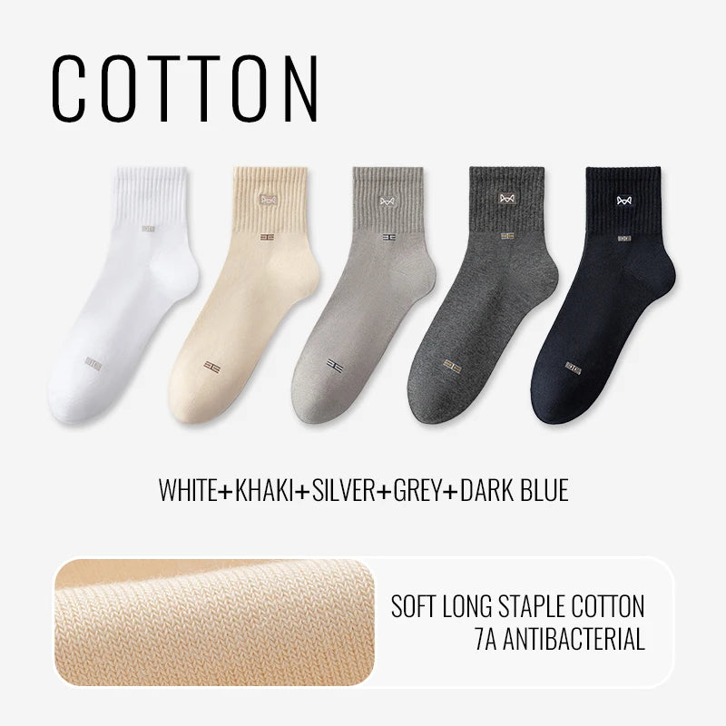 100% Pure Cotton Antibacterial Anti Odor Crew Socks Men 7~15days
