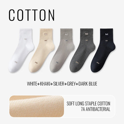 100% Pure Cotton Antibacterial Anti Odor Crew Socks Men 7~15days
