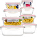 16pcs Airtight Glass Food Storage Containers, Outdoor Picnic, Lunch Box, Microwave, Oven - Perfect For Salads, Fruits, 4~12days