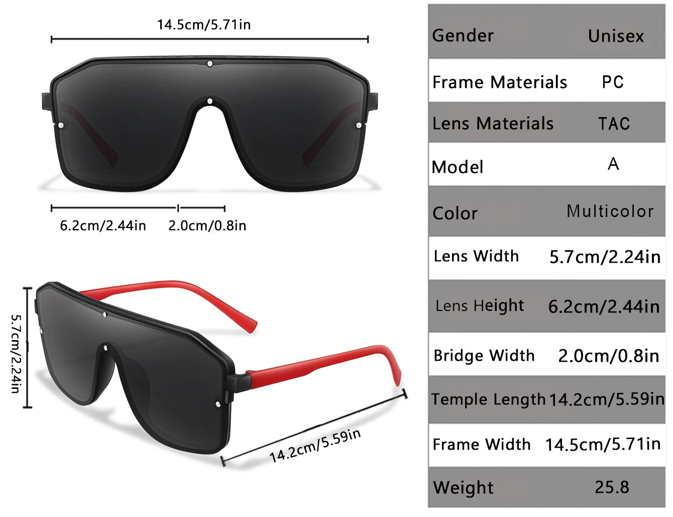 Square Big Frame Sunglasses Men/Women 10~13days