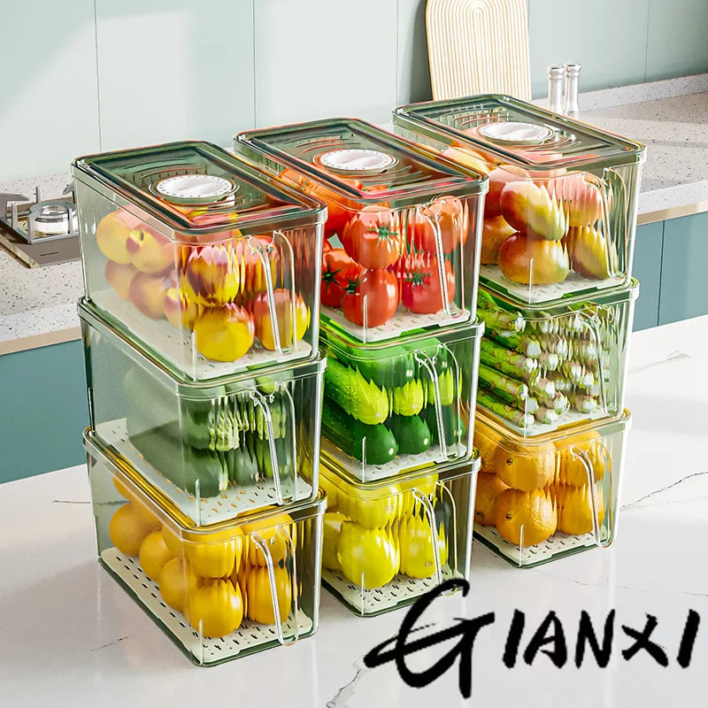 GIANXI Refrigerator Storage Box Food-grade Kitchen Special Storage Box Food Fruit And Vegetable Fresh-keeping Box 9~13days