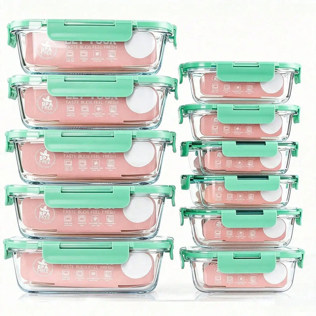 10 Pack Glass Meal Prep Containers, Food Storage Containers With Lids Airtight, Glass Lunch Boxes, Microwave, Oven, Freezer And Dishwasher 4~10days