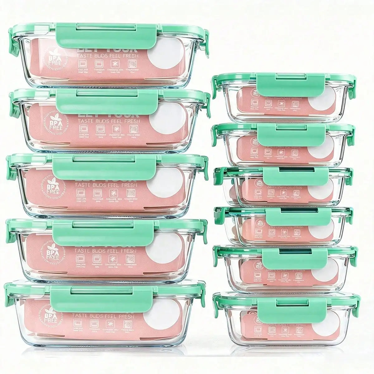 10 Pack Glass Meal Prep Containers, Food Storage Containers With Lids Airtight, Glass Lunch Boxes, Microwave, Oven, Freezer And Dishwasher 4~10days
