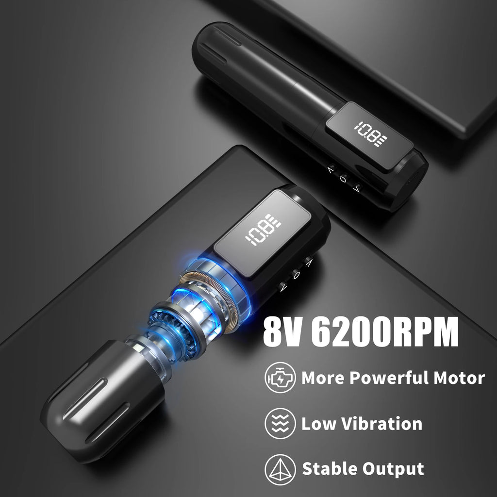 YILONG 1600MAH Power Wireless Tattoo Gun Kit With LED Screen 3.5MM 3~10days