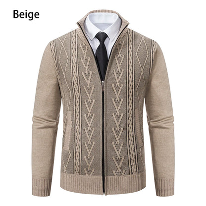 Men's autumn and winter warm trend line stand collar knitted cardigan sweater coat 11~15days