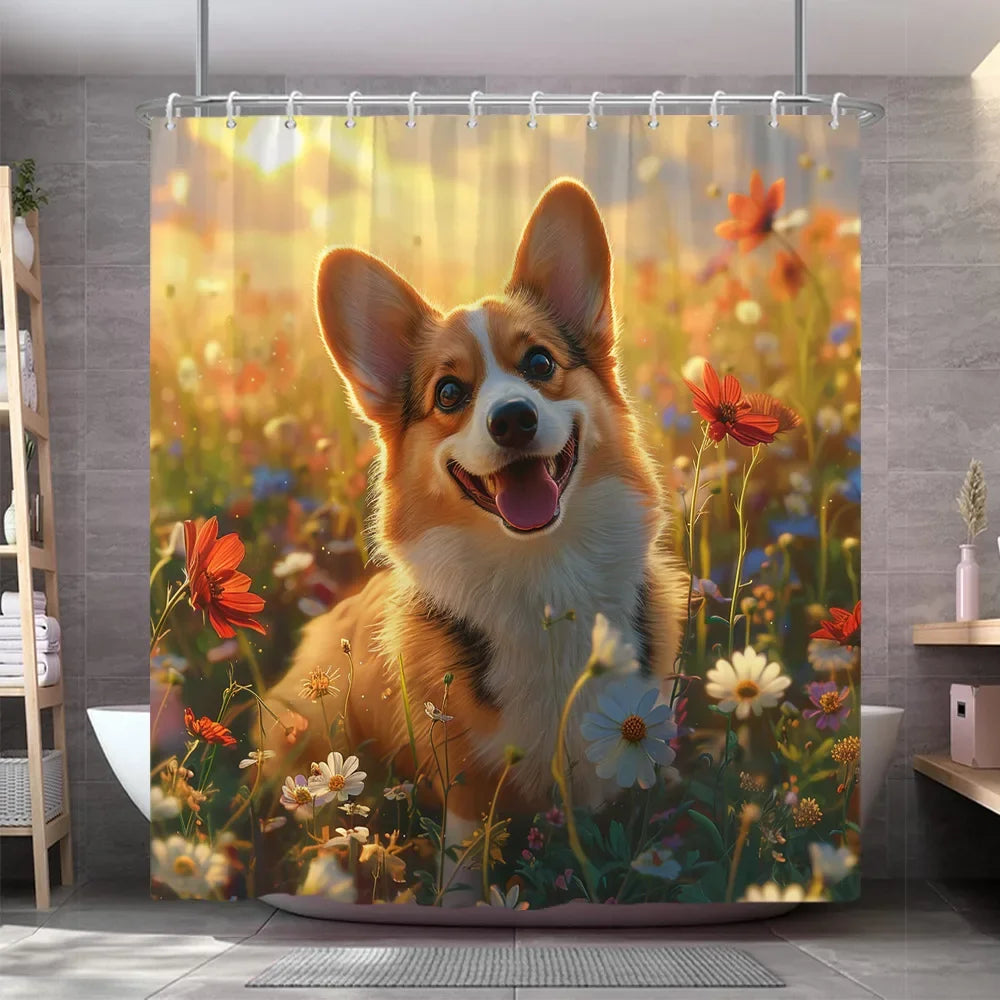 Funny Dog Shower Curtain 7~10days