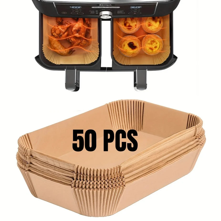 Air Fryer Paper Liners Disposable Oil-Proof Waterproof Baking Paper Round Square And Rectangle Parchment Kitchen Party Supplies 5~12days