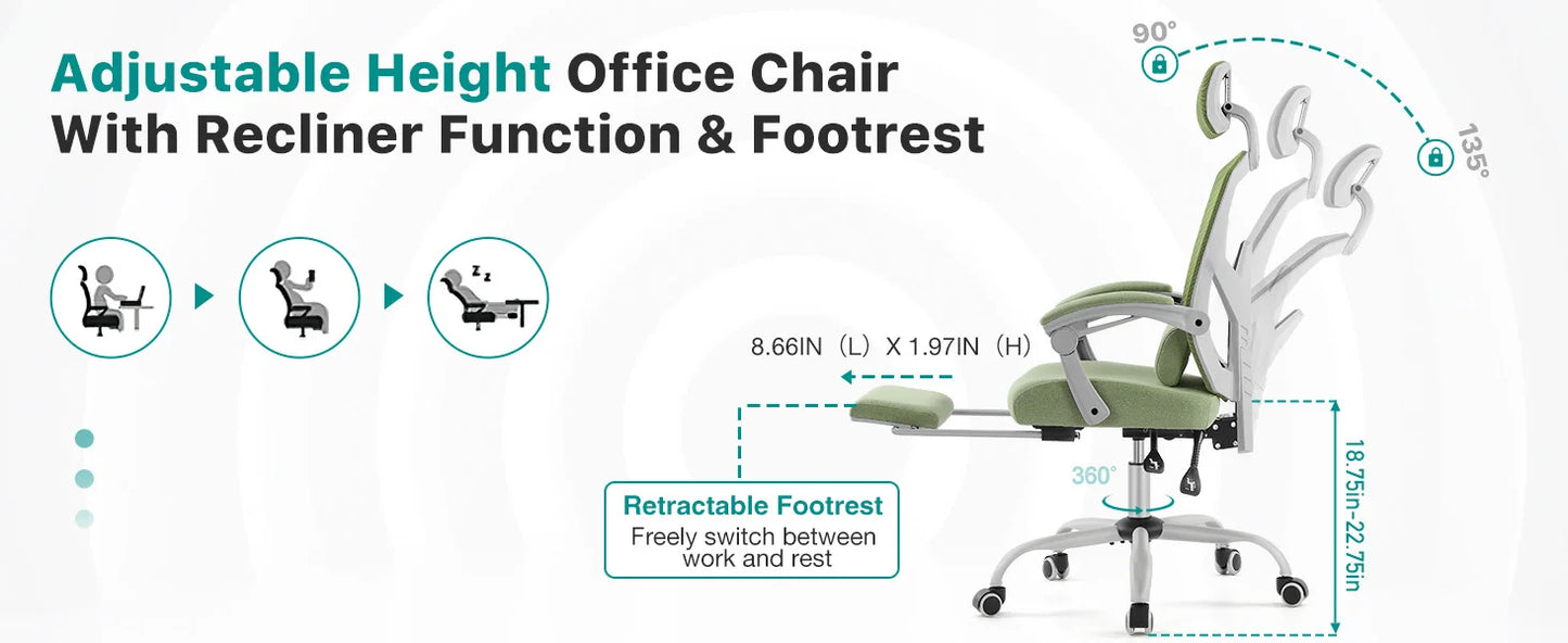 JHK Ergonomic Reclining High Back Mesh Office Chair Computer Desk Swivel Rolling Home Task Chair with Lumbar Support Pillow 2~8days