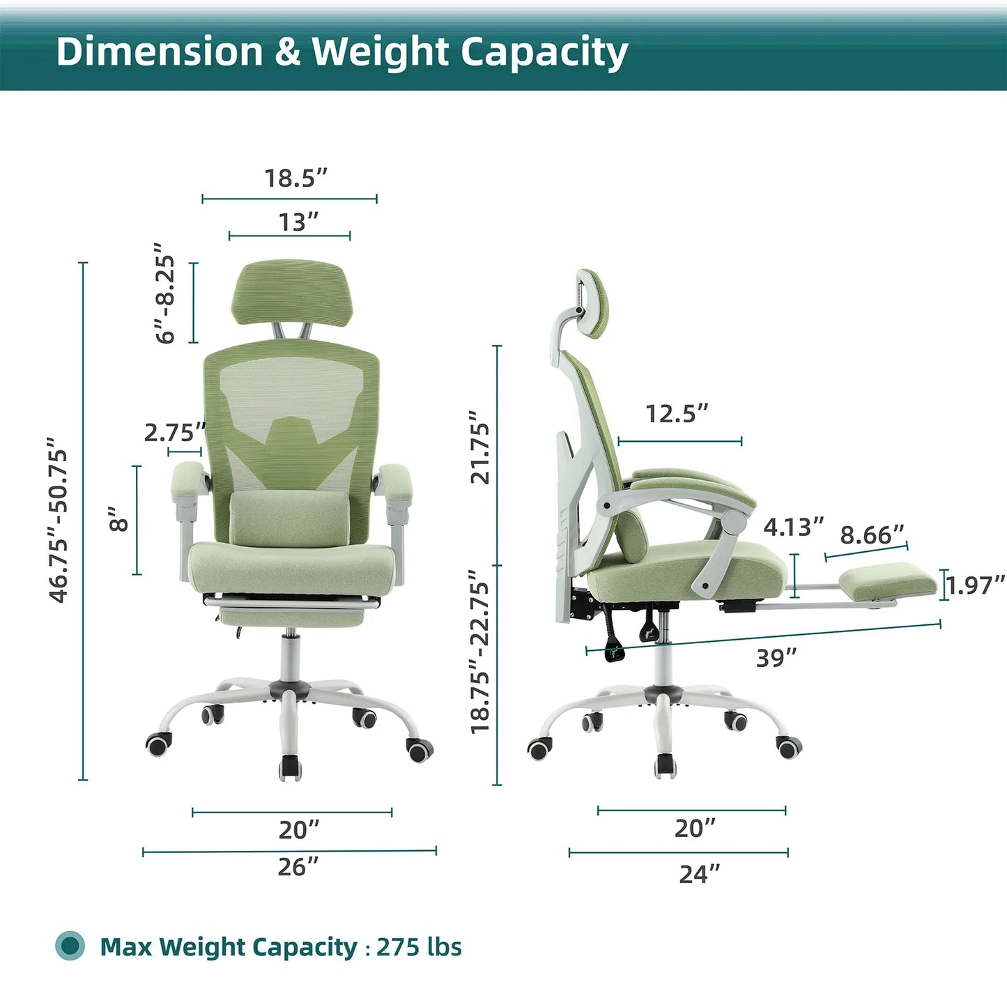 JHK Ergonomic Reclining High Back Mesh Office Chair Computer Desk Swivel Rolling Home Task Chair with Lumbar Support Pillow 2~8days